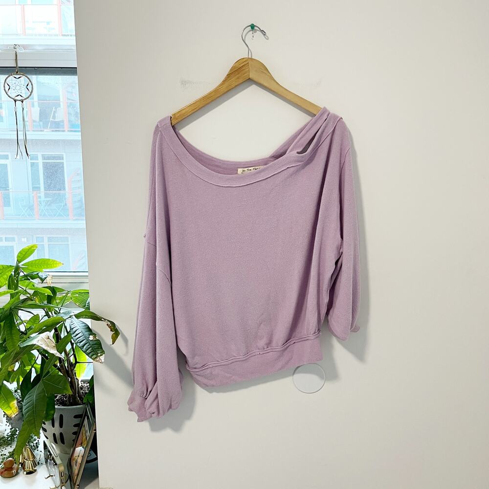 We the Free Purple Cutout Sleeve Asymmetrical Sweater Size Small
